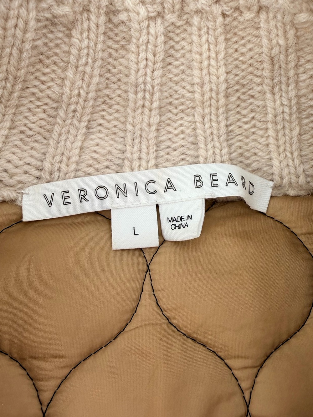Veronica Beard Patra Mixed Media Sweater Puffer Jacket Large - Picture 4 of 6